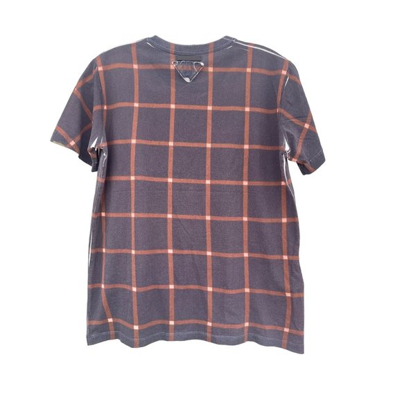 Vintage Prada women’s Large T-shirt Plaid Brown Triangle top Stripes - Picture 11 of 11